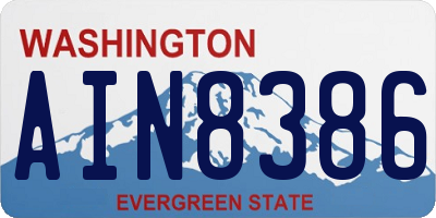 WA license plate AIN8386