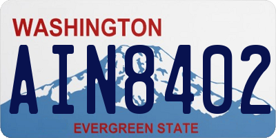 WA license plate AIN8402