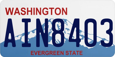 WA license plate AIN8403