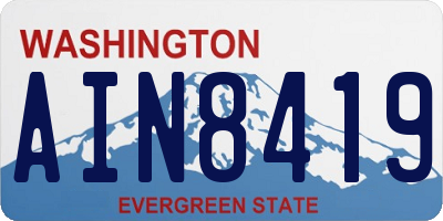 WA license plate AIN8419