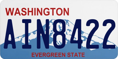 WA license plate AIN8422