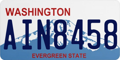 WA license plate AIN8458