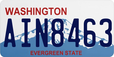 WA license plate AIN8463