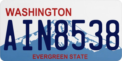 WA license plate AIN8538