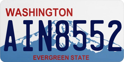 WA license plate AIN8552