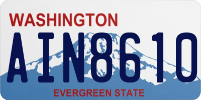 WA license plate AIN8610