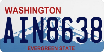 WA license plate AIN8638