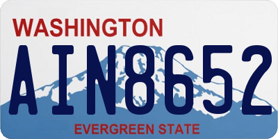 WA license plate AIN8652