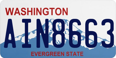 WA license plate AIN8663