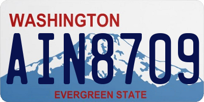 WA license plate AIN8709