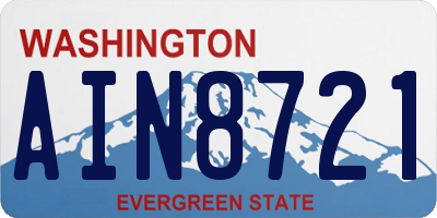WA license plate AIN8721