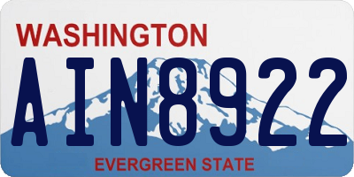 WA license plate AIN8922