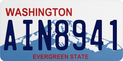 WA license plate AIN8941