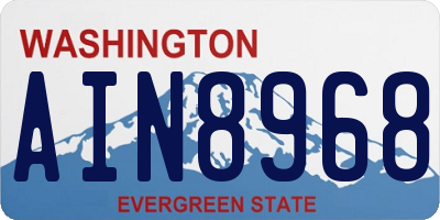 WA license plate AIN8968