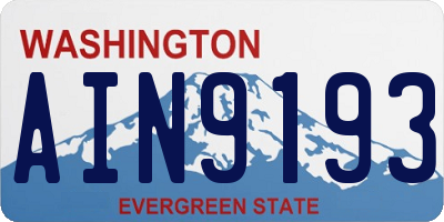 WA license plate AIN9193