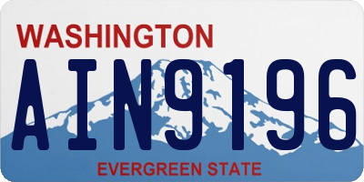 WA license plate AIN9196