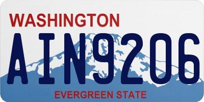 WA license plate AIN9206