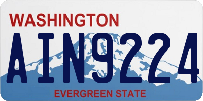 WA license plate AIN9224