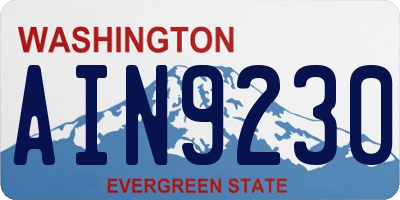 WA license plate AIN9230
