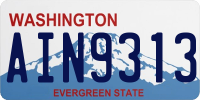 WA license plate AIN9313