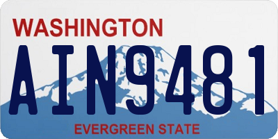 WA license plate AIN9481