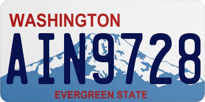 WA license plate AIN9728