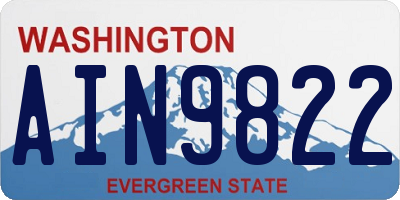 WA license plate AIN9822