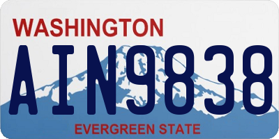 WA license plate AIN9838