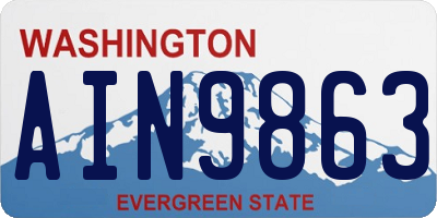 WA license plate AIN9863