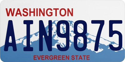 WA license plate AIN9875