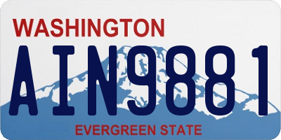 WA license plate AIN9881
