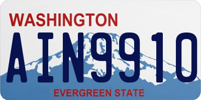 WA license plate AIN9910