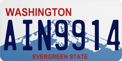 WA license plate AIN9914