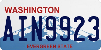 WA license plate AIN9923