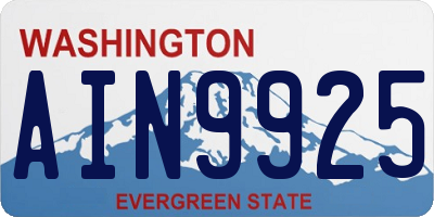 WA license plate AIN9925