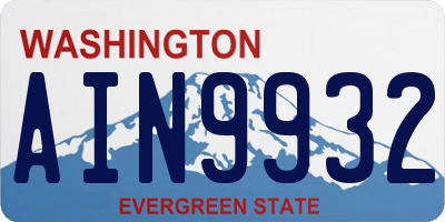 WA license plate AIN9932