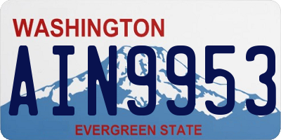 WA license plate AIN9953
