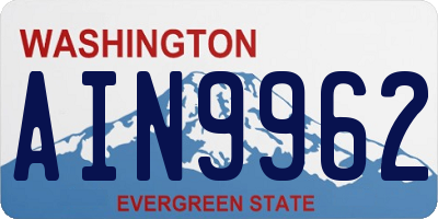 WA license plate AIN9962