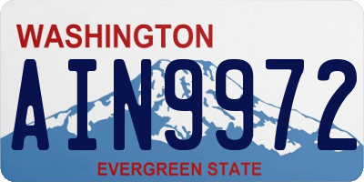 WA license plate AIN9972