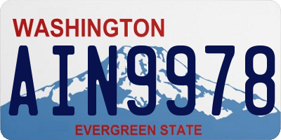 WA license plate AIN9978