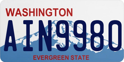WA license plate AIN9980
