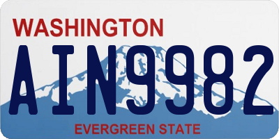 WA license plate AIN9982