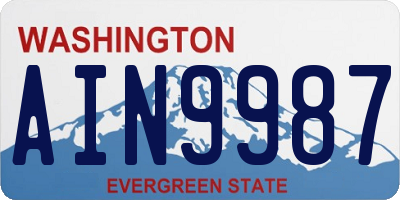 WA license plate AIN9987