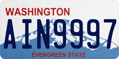 WA license plate AIN9997