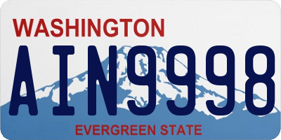 WA license plate AIN9998