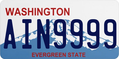 WA license plate AIN9999