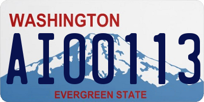 WA license plate AIO0113