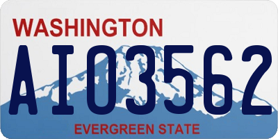 WA license plate AIO3562
