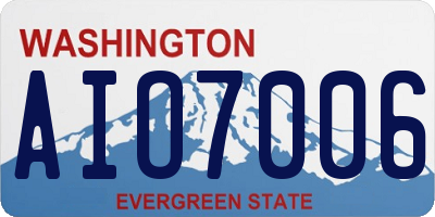 WA license plate AIO7006