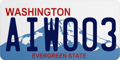 WA license plate AIW003